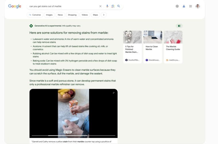 Google generative AI search