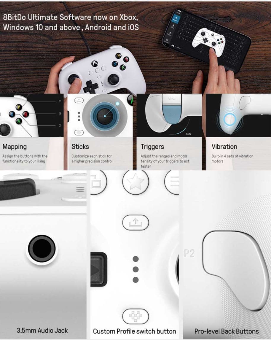 , 8Bitdo Ultimate : Ενσύρματο Xbox/Windows Controller με 3 μέτρα καλώδιο, σύστημα ανάδρασης και υποδοχή 3.5mm στα 31.9€!, TechWar.gr