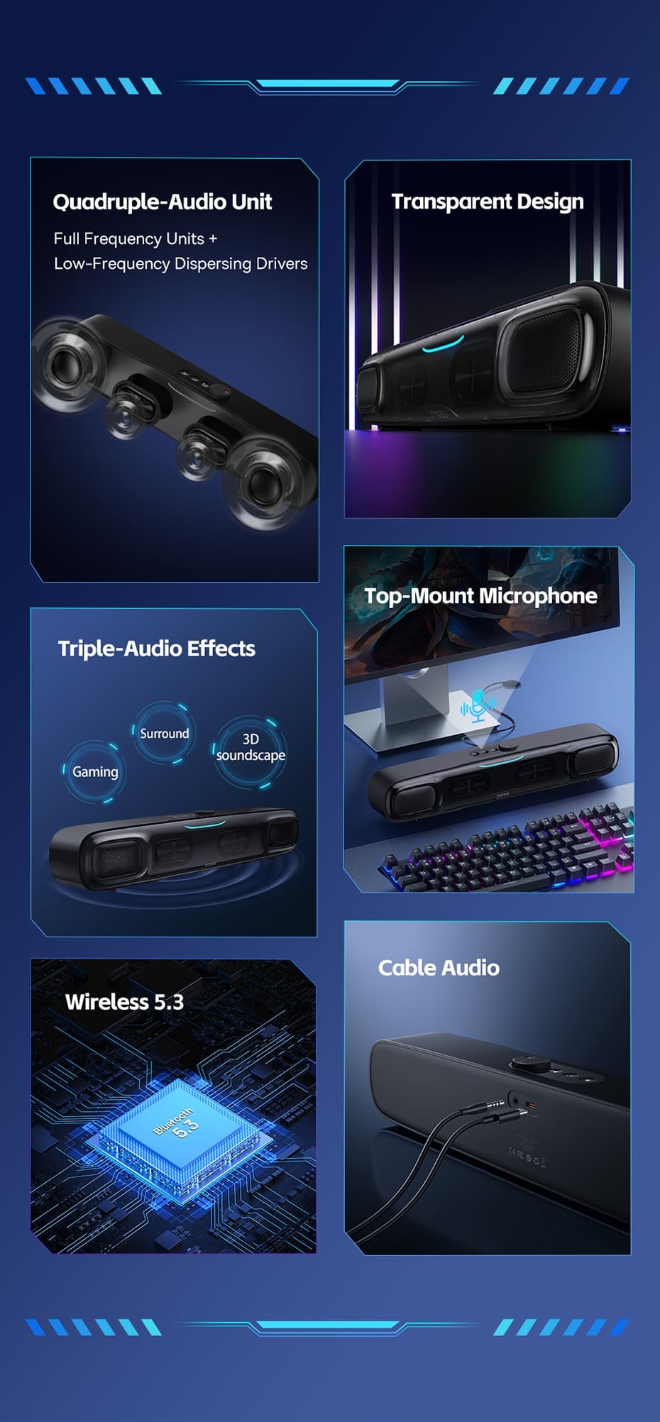 , Baseus AeQur DS10 : Bluetooth 5.3 Soundbar , με μικρόφωνο και 3D Surround Soundscape με 45€!, TechWar.gr