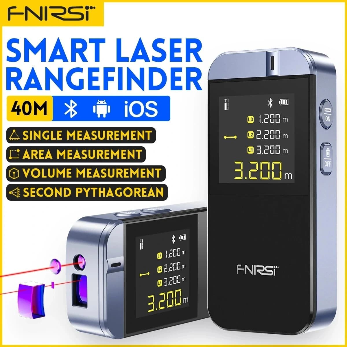 FNIRSI IR40 : Μέτρο Laser, για αποστάσεις , εμβαδό και όγκο, με εμβέλεια 40 μέτρα και εφαρμογή για κινητά με μόλις 25.5€!!