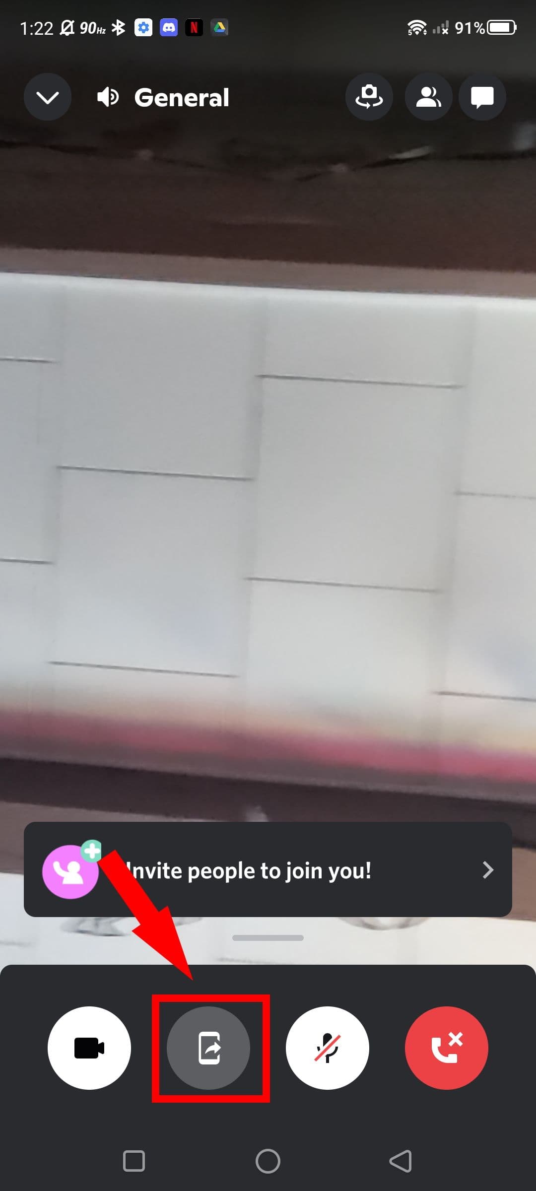 Η προεπιλεγμένη προβολή κάμερας στην εφαρμογή Discord (Android)