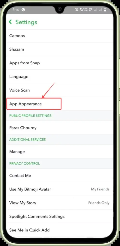 Προτίμηση εφαρμογής Snapchat