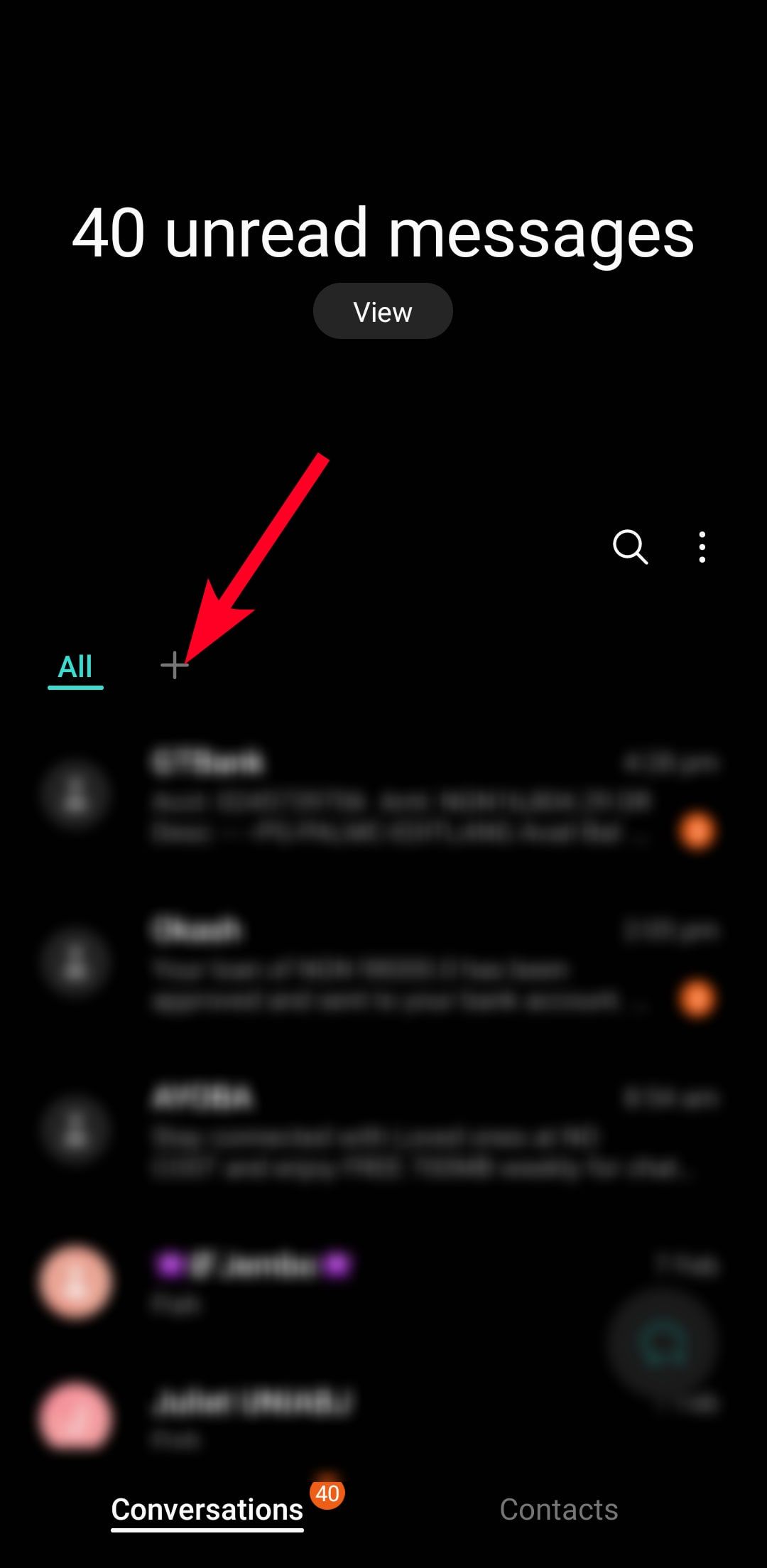 Προσθήκη νέας κατηγορίας στο Samsung Messages