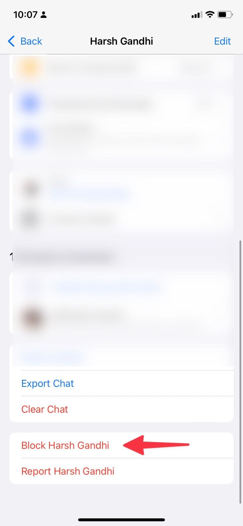 αποκλεισμός ατόμου WhatsApp για iPhone