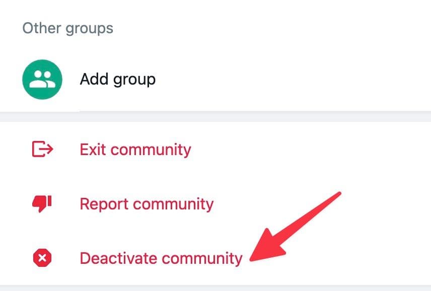deactivate WhatsApp community on the desktop