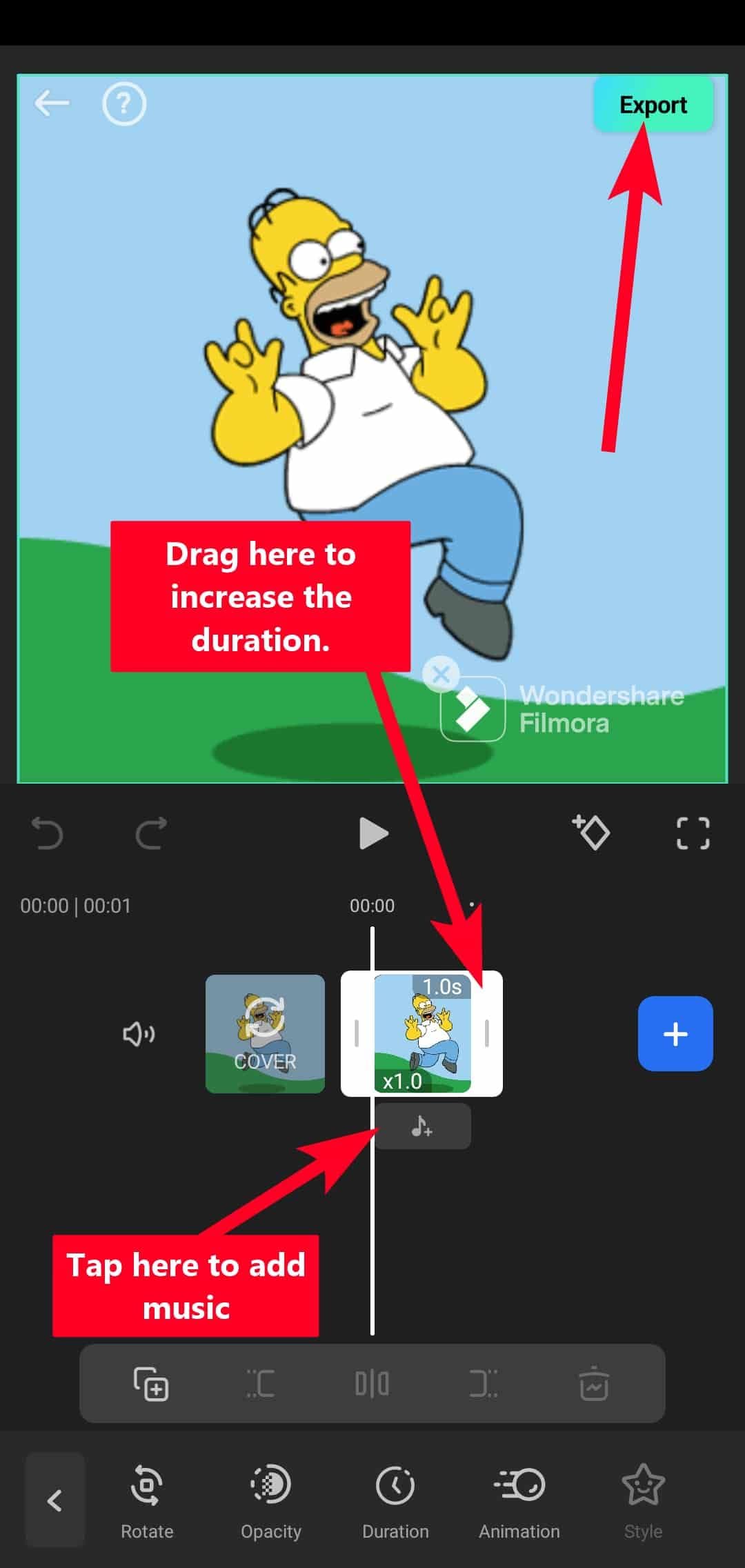 Επεξεργασία GIF στην εφαρμογή Filmora για κινητά