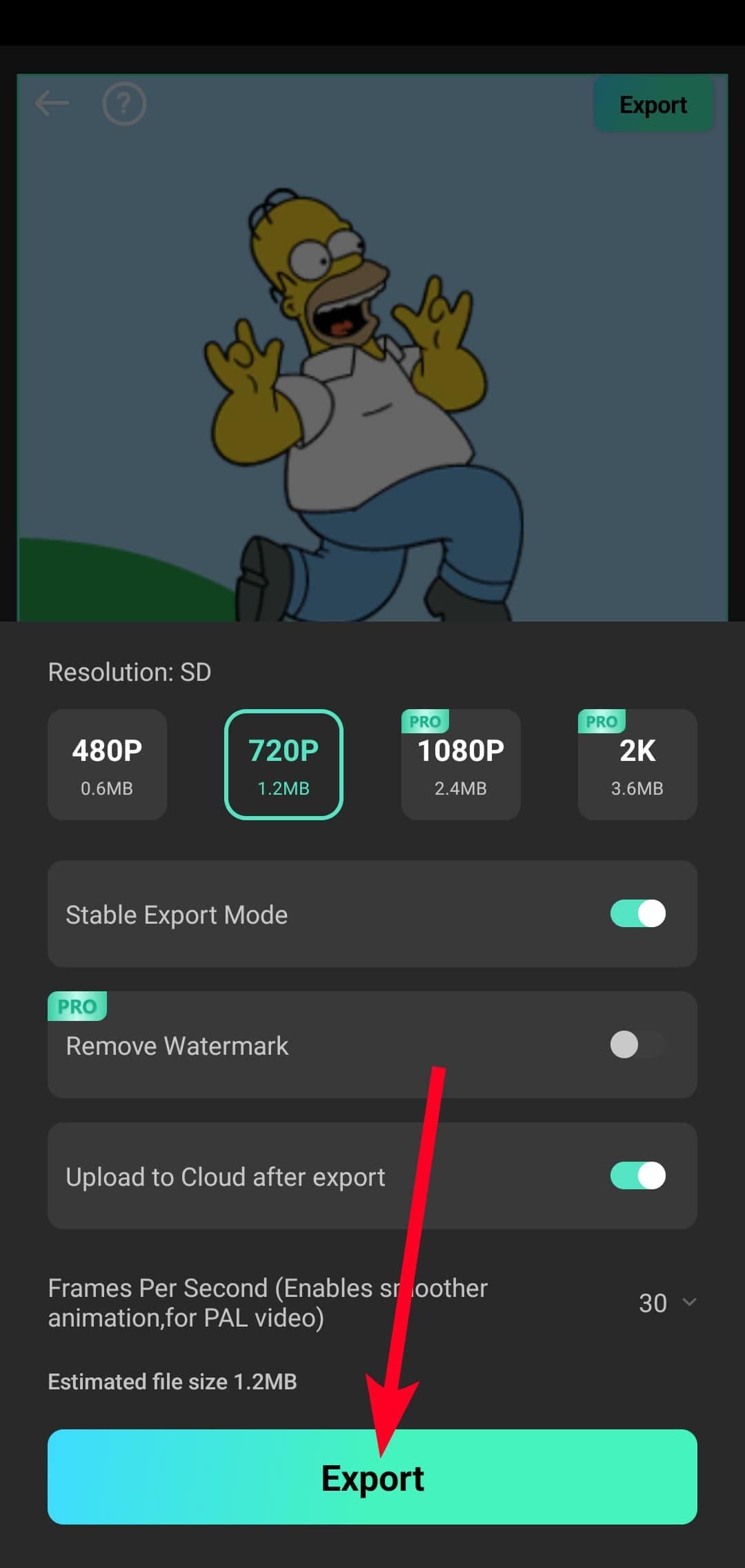 Εξαγωγή βίντεο στην εφαρμογή Filmora για κινητά