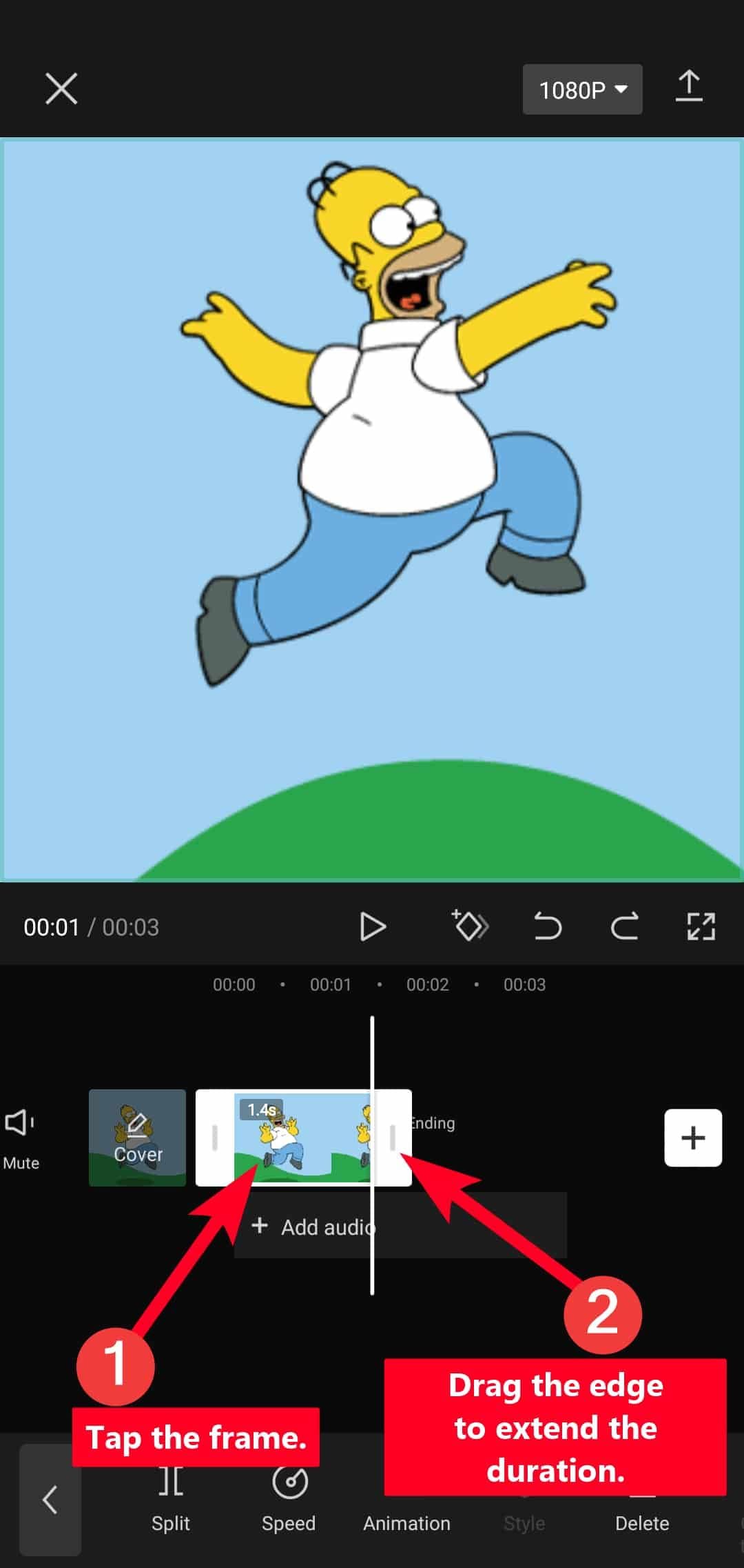 Επέκταση διάρκειας GIF στην εφαρμογή για κινητά CapCut