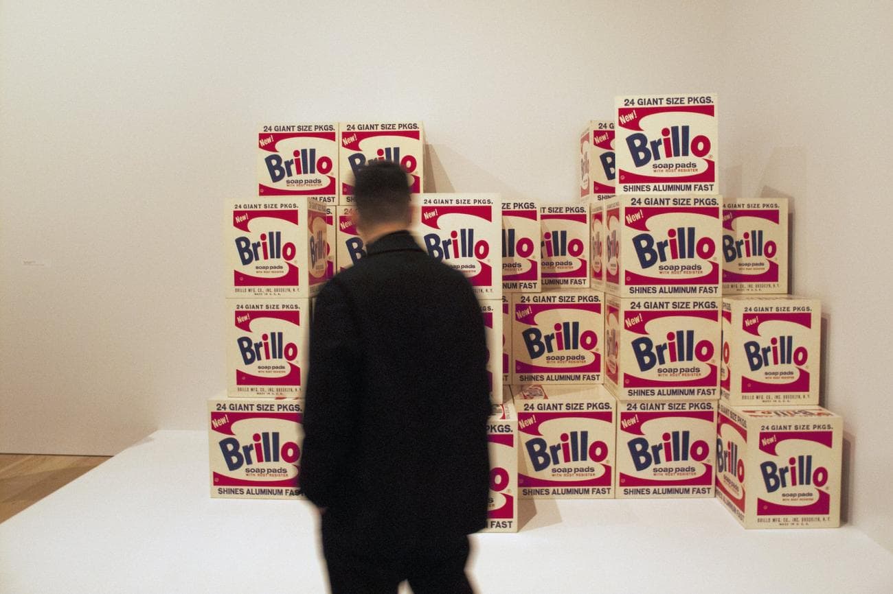 Andy Warhol from A to B at the Whitney-People looking at Brillo boxes on November 23, 2018 in New York, New York.