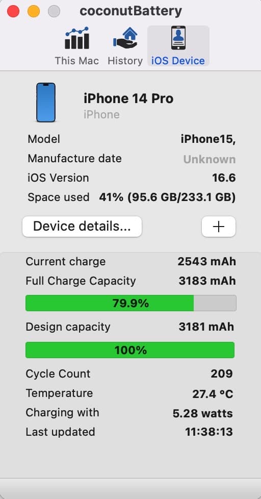 Το iPhone 14 Pro μου πέρασε από 209 κύκλους σε 330 ημέρες.