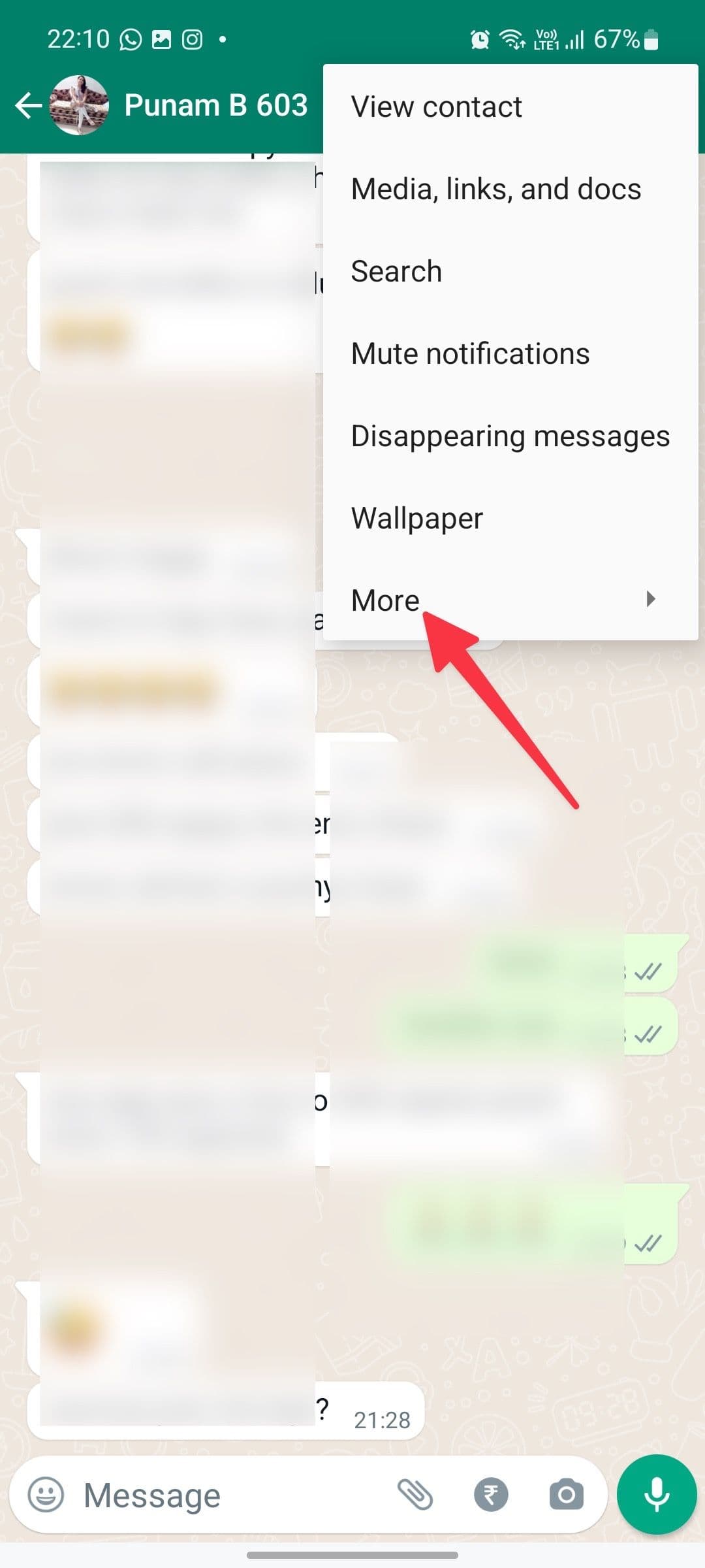 περισσότερα μενού στο WhatsApp για Android