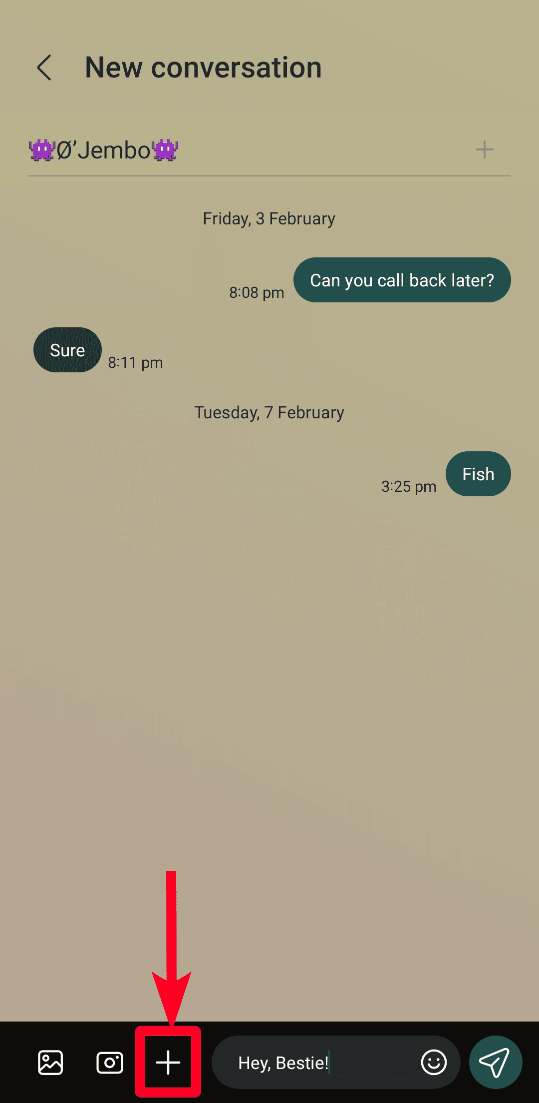 Άνοιγμα νέων επιλογών συνομιλίας στο Samsung Messages