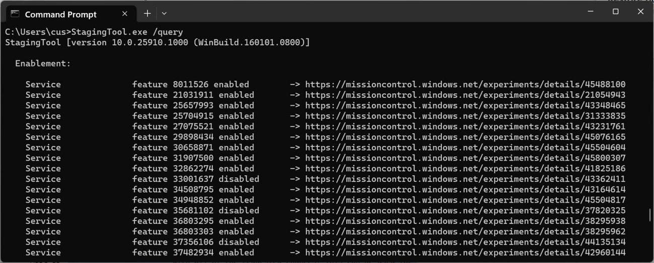 Χρήση του StagingTool για αναζήτηση αναγνωριστικών χαρακτηριστικών