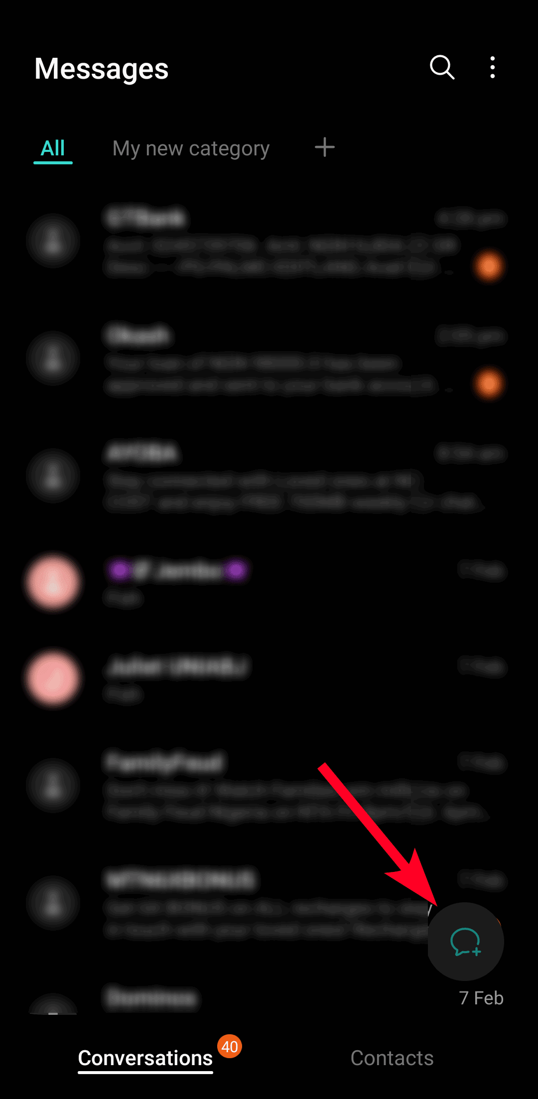 Μενού συνομιλιών Samsung Messages