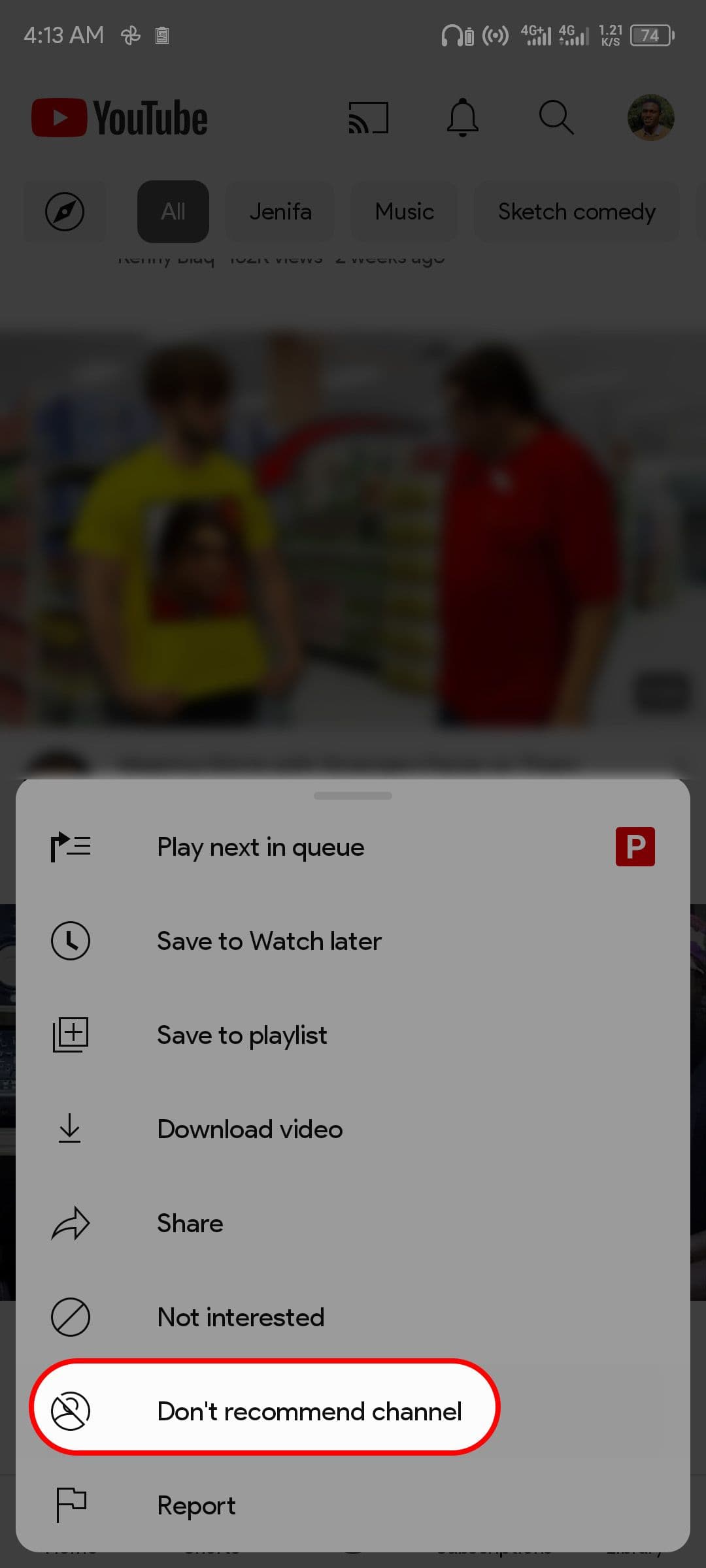 Διακοπή προτάσεων βίντεο από ένα κανάλι