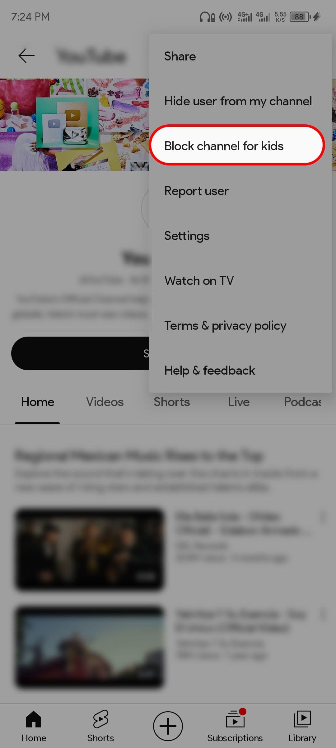 Αποκλεισμός καναλιού για το YouTube Kids