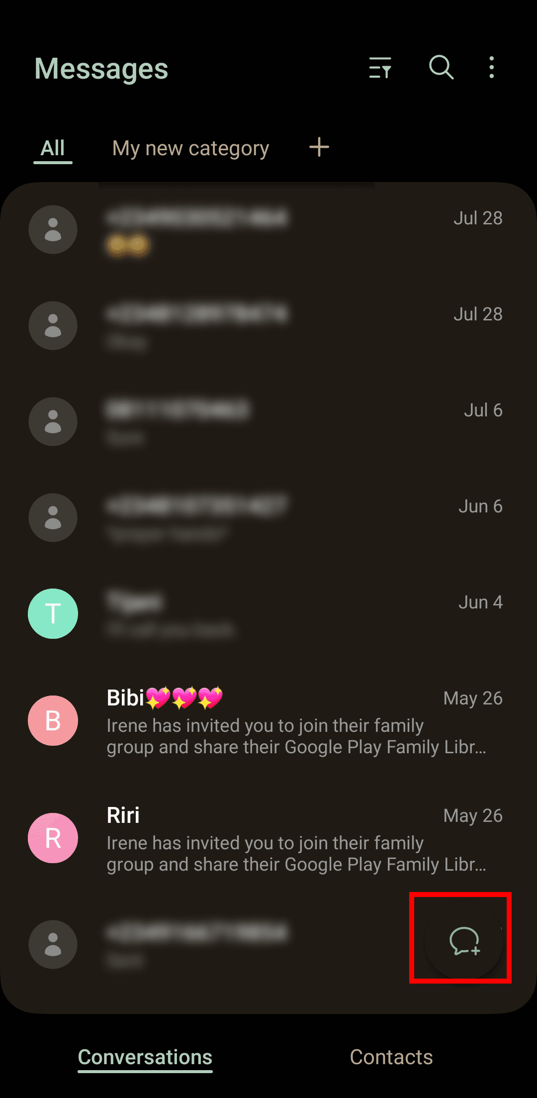 Επιλέγοντας το κουμπί Σύνταξη στο Samsung Messages