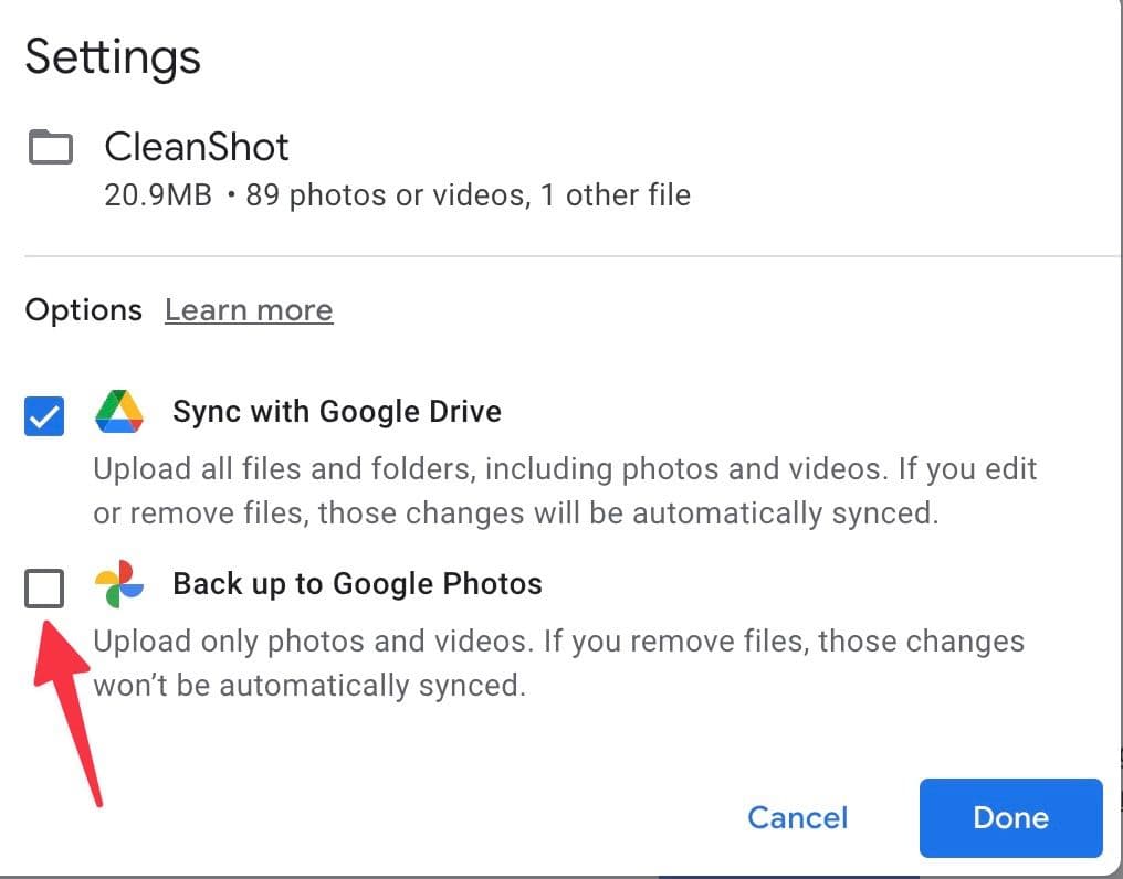 δημιουργία αντιγράφων ασφαλείας στο Google Photos σε Mac