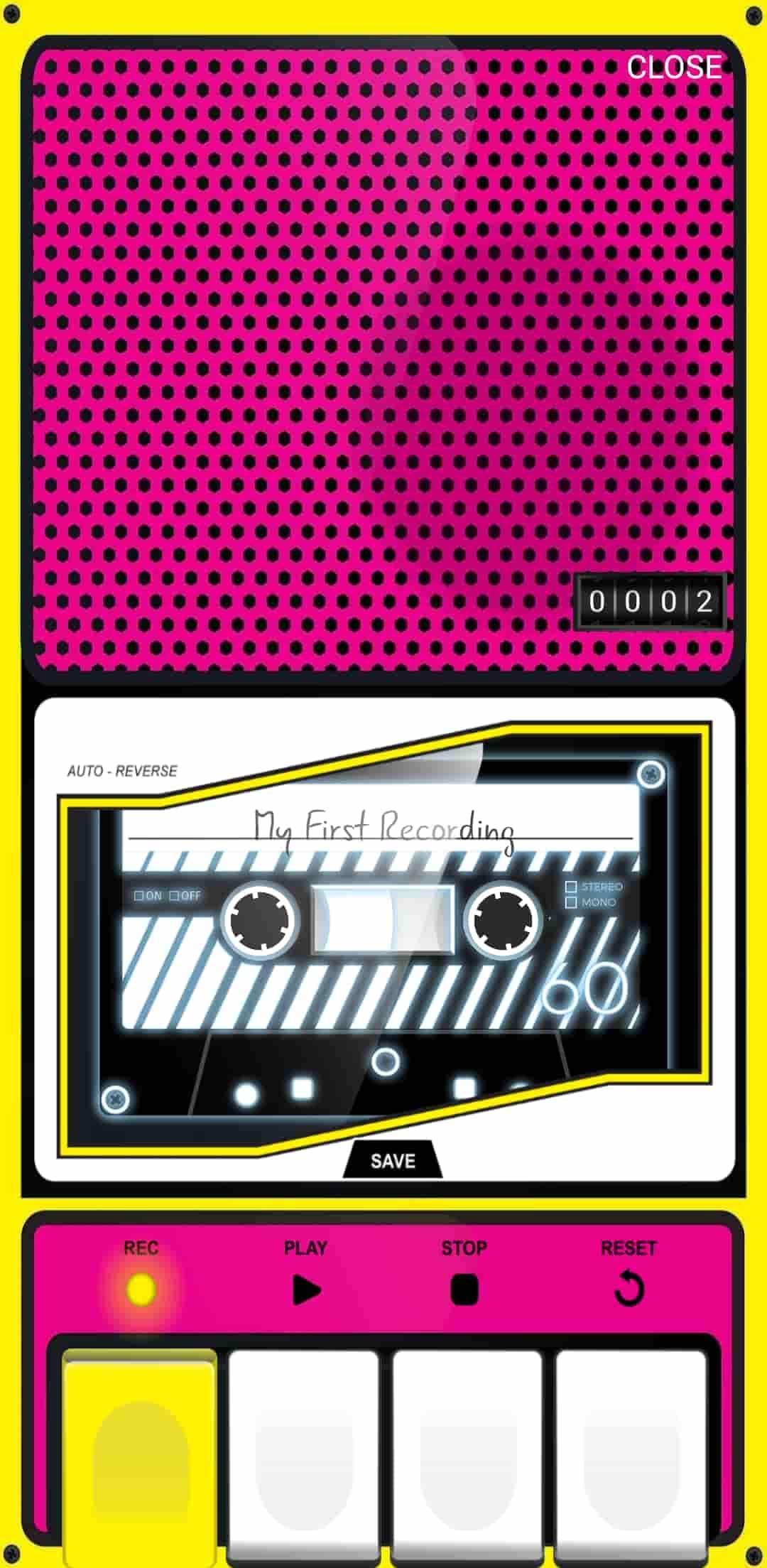 Κασετόφωνο στην εφαρμογή εγγραφής φωνής και επεξεργασίας ήχου για κινητά