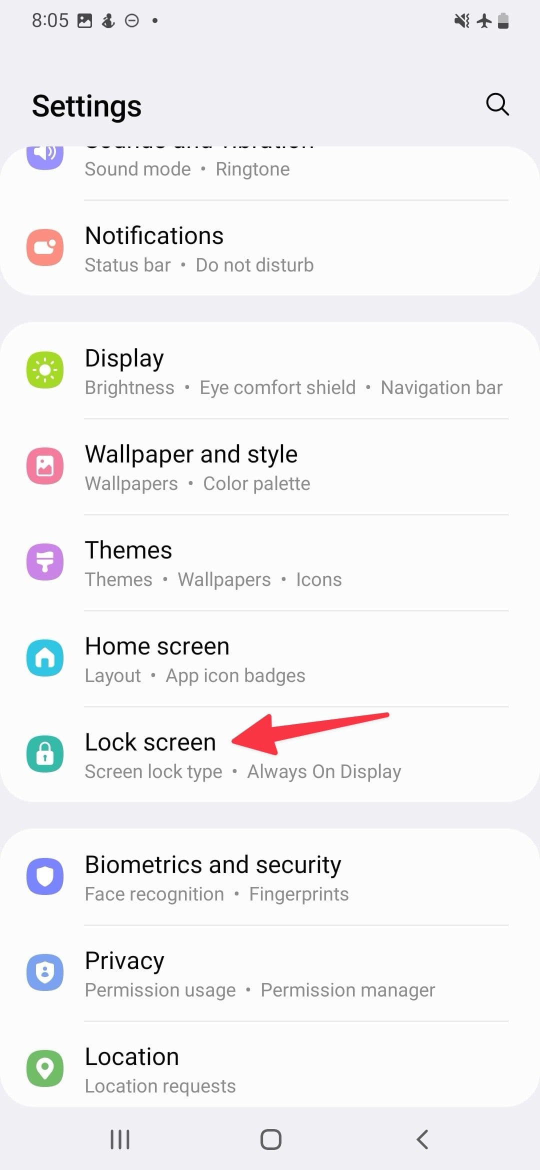 επιλέξτε την οθόνη κλειδώματος στις ρυθμίσεις της Samsung