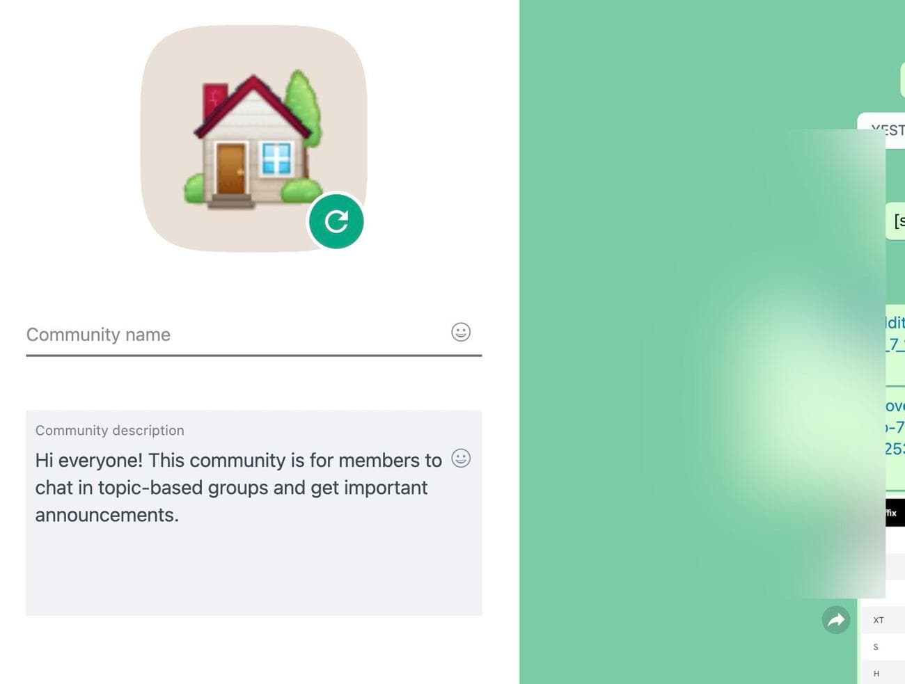 WhatsApp community details on destkop
