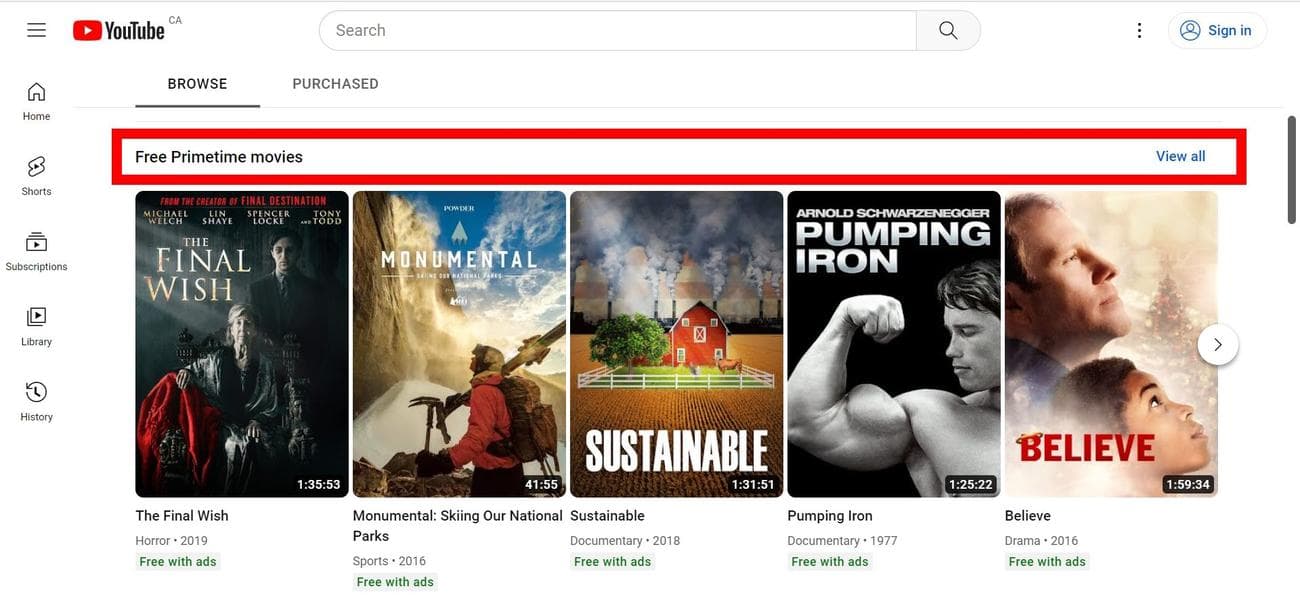 , Πώς να παρακολουθήσετε δωρεάν ταινίες στο YouTube, TechWar.gr