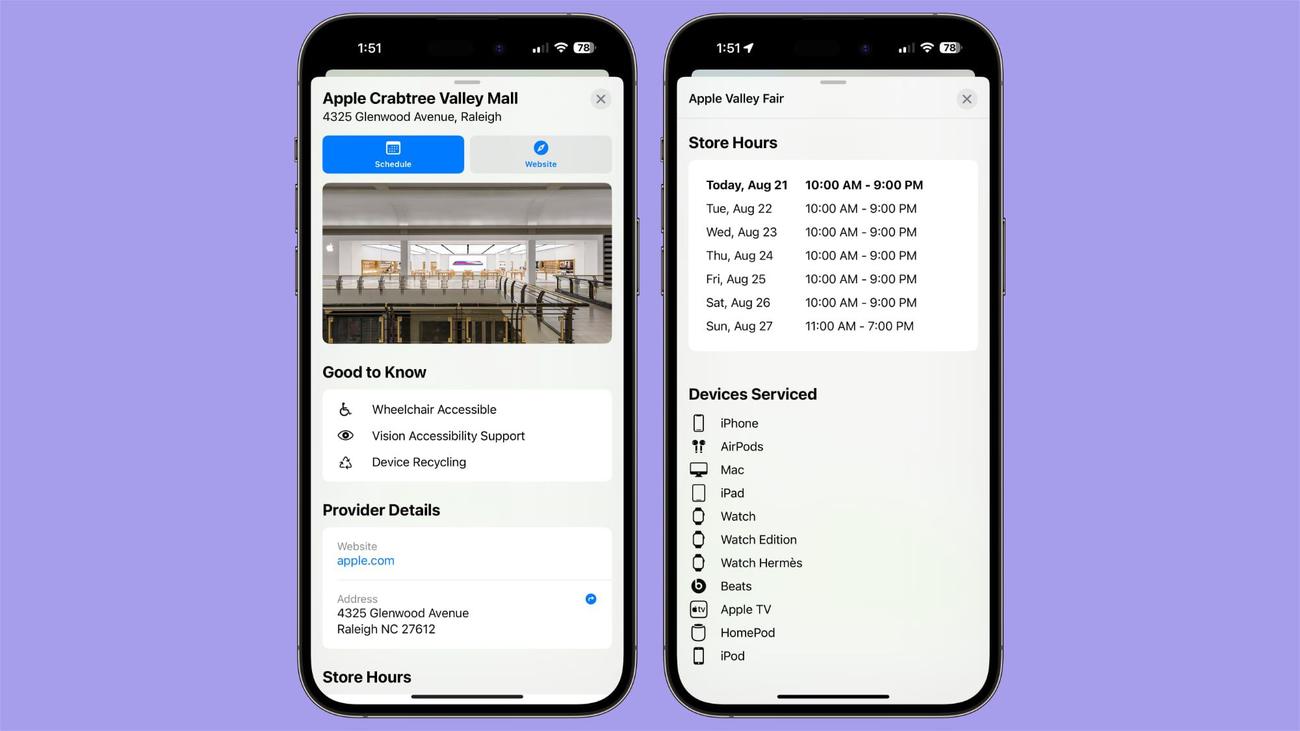 Η εφαρμογή υποστήριξης Apple τώρα προσφέρει περισσότερες πληροφορίες για κοντινές τοποθεσίες
