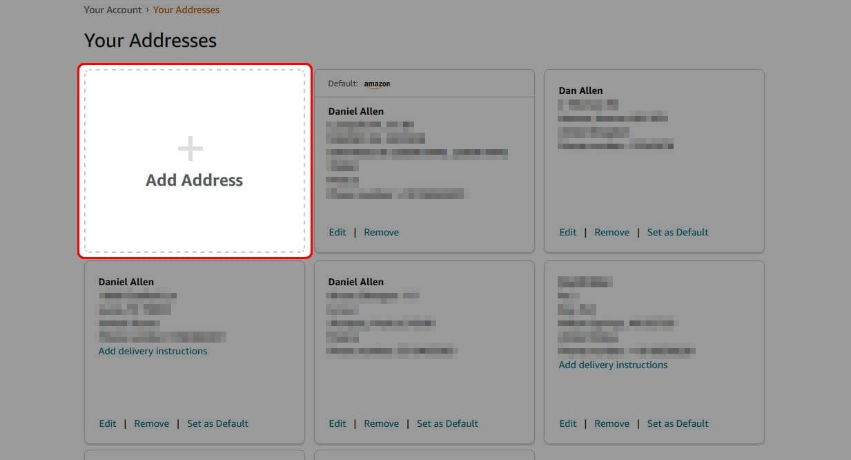 Διεύθυνση νέας διεύθυνσης μέσω του βιβλίου διευθύνσεων του Amazon