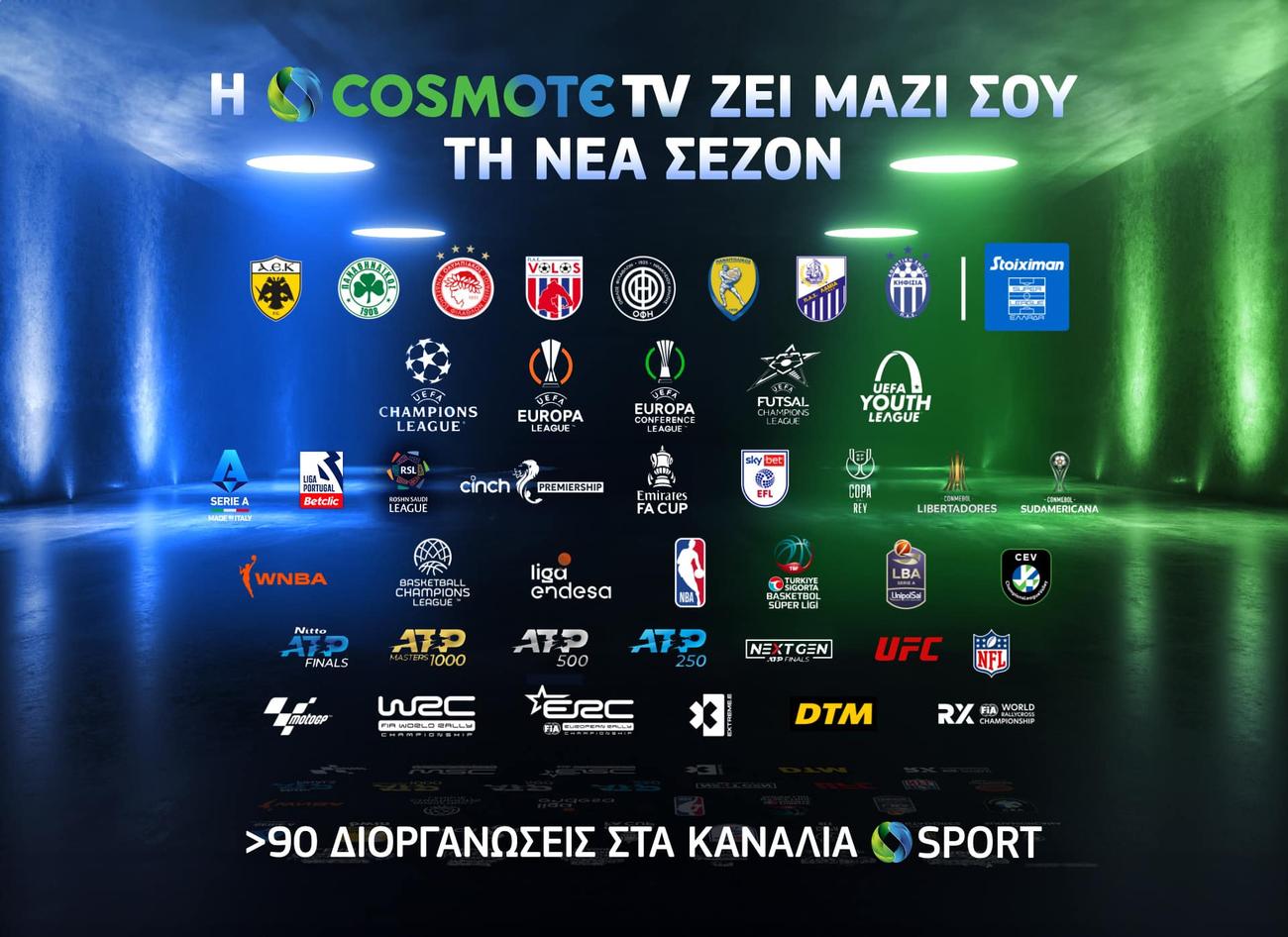 COSMOTE TV: τη νέα σεζόν με περισσότερες από 90 αθλητικές διοργανώσεις! - Digitaltvinfo.gr