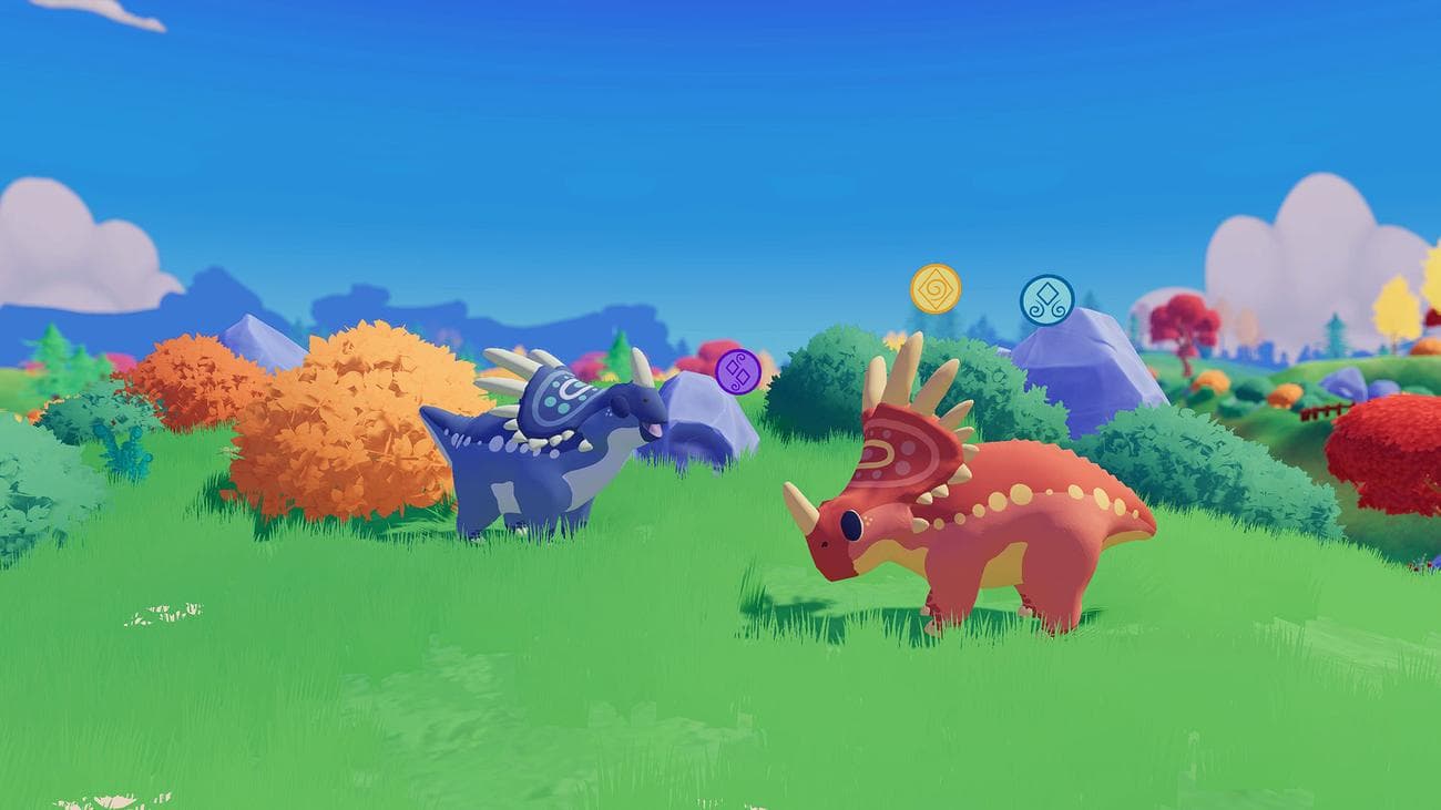 Ένα κοπάδι στυρακόσαυρος σε ένα χωράφι στο Paleo Pines.