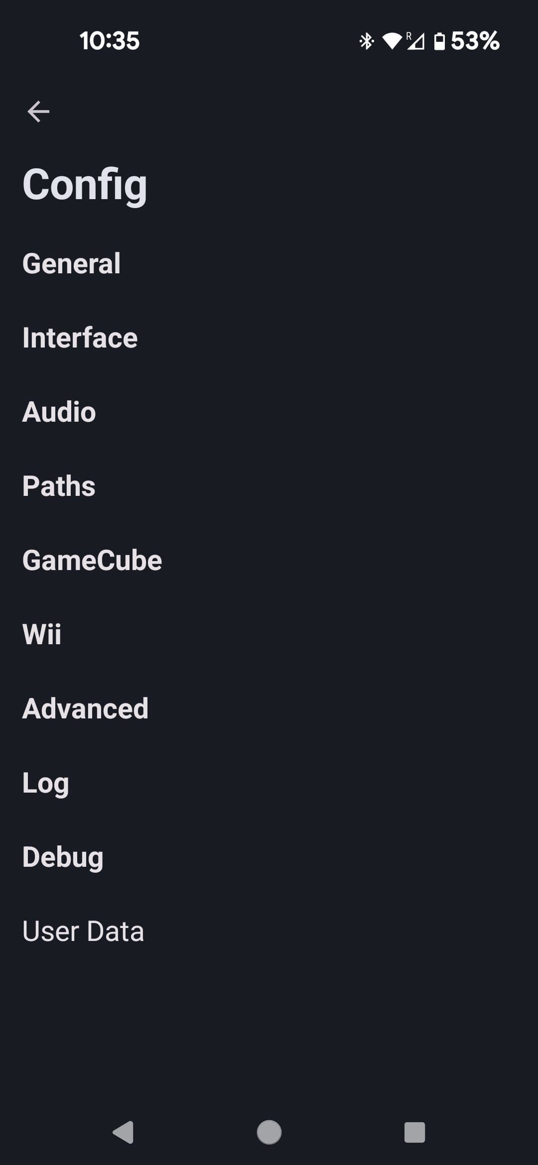 Μενού διαμόρφωσης για φορητές συσκευές Dolphin Emulator