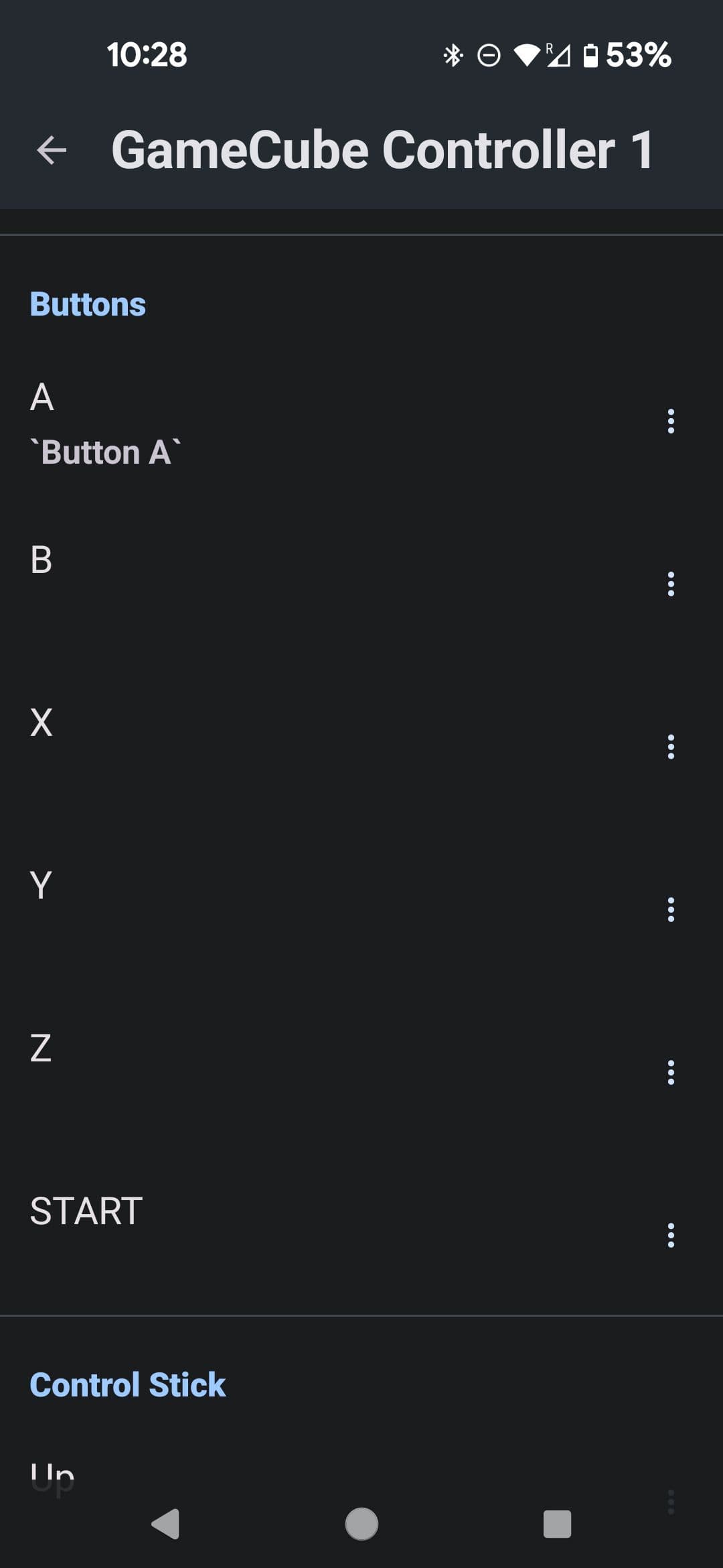 Μενού εισαγωγής κουμπιού Dolphin Emulator για φορητές συσκευές GameCube Controller 1