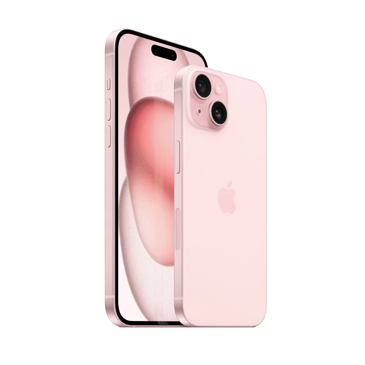 iPhone 15 ink pink, showing front and rear