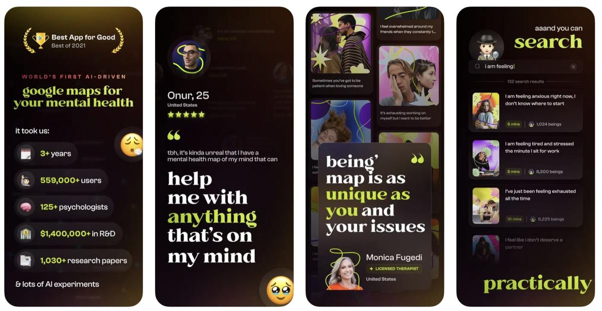 Το Being είναι μια εφαρμογή που θέλει να βοηθήσει τους χρήστες να χαρτογραφήσουν και να αντιμετωπίσουν προβλήματα ψυχικής υγείας
