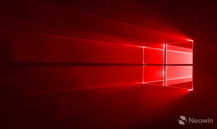The Windows 10 wallpaper with red filter