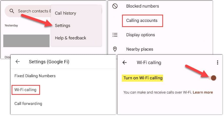 Ρυθμίσεις κλήσεων τηλεφώνου μέσω Google Wi-Fi.