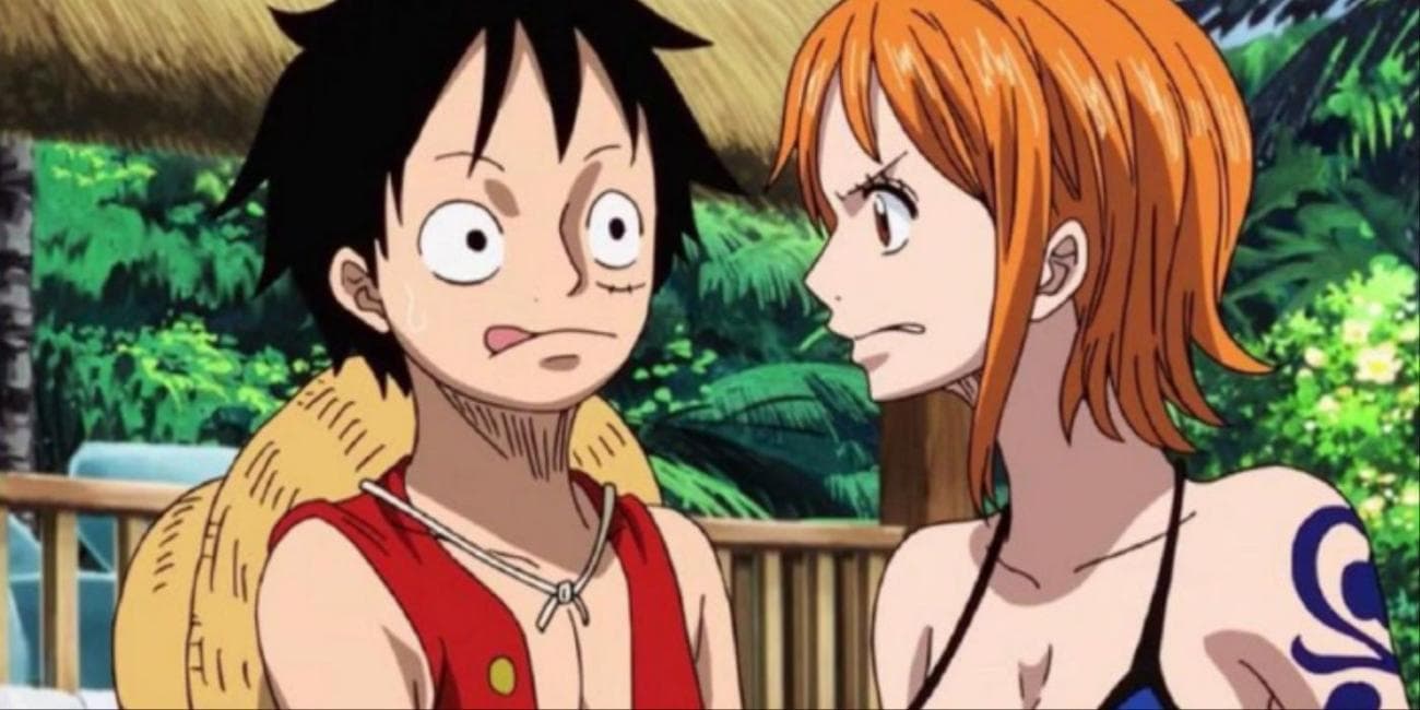 Luffy και Nami Mid-Conversation In One Piece