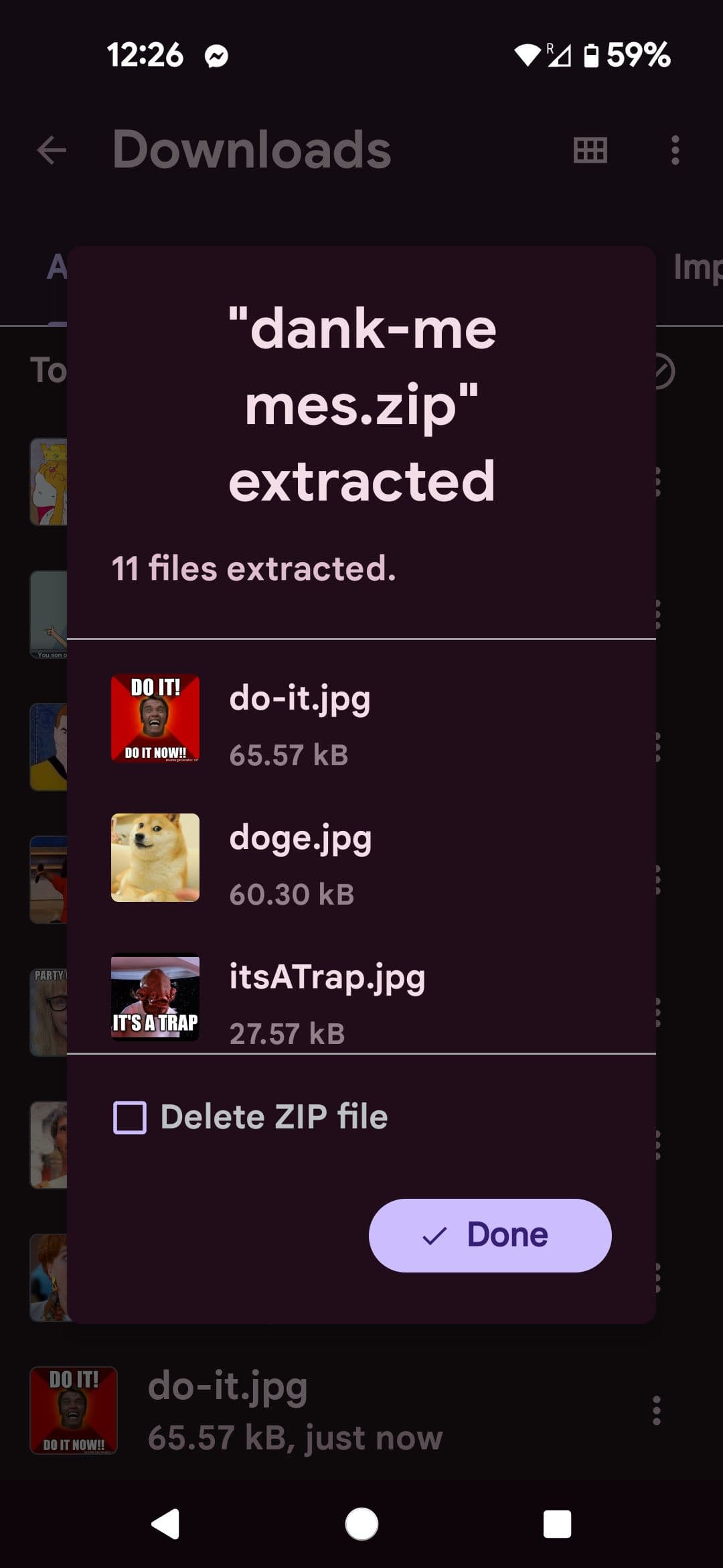 Το παράθυρο εξαγωγής αρχείων από την Google ολοκληρώθηκε