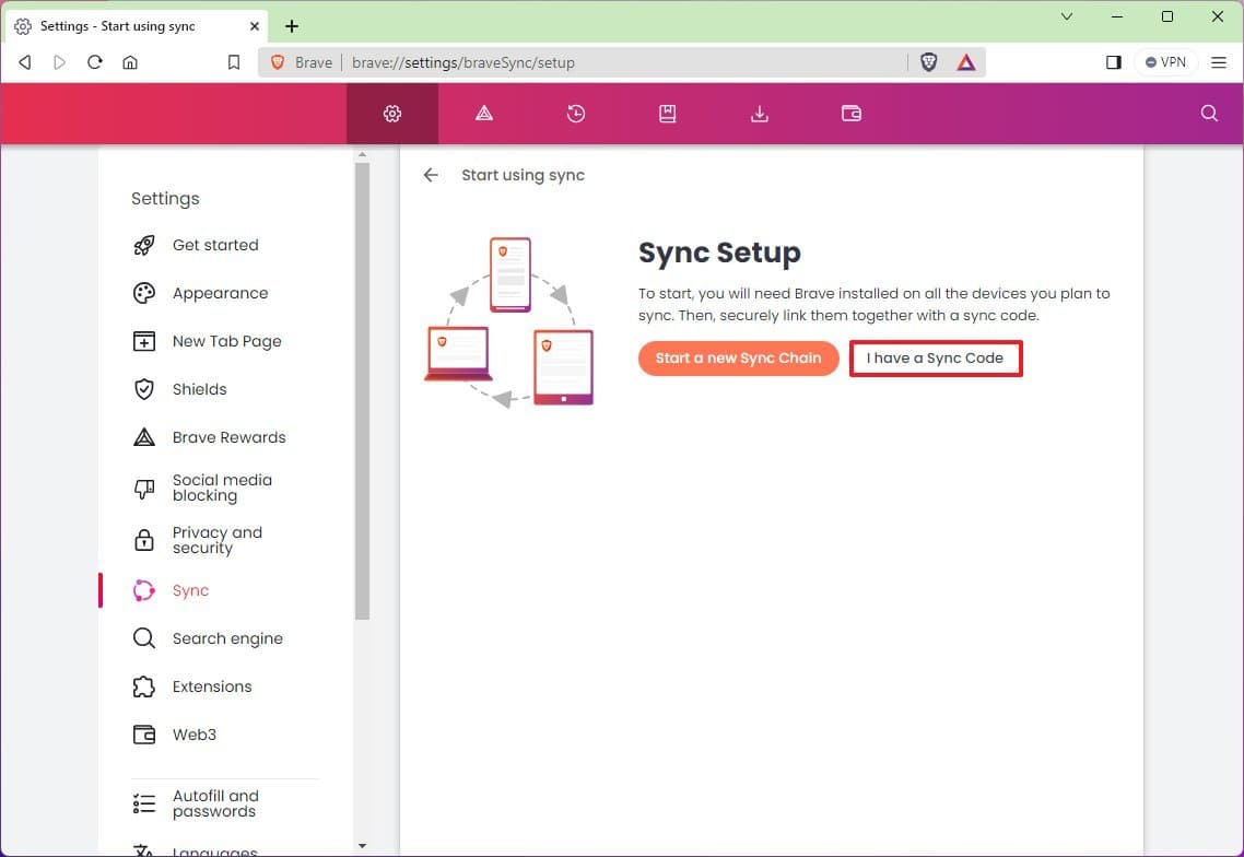 Brave destination sync computer