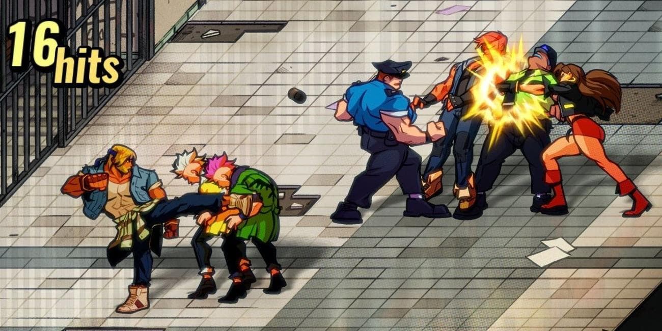 Streets of Rage 4 players fighting enemies