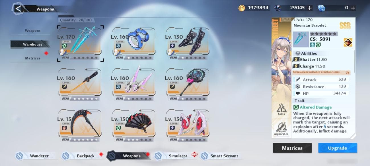 Λίστα όπλων αποθήκης Tower of Fantasy για δωρεάν λογαριασμό παίκτη της πρώτης ημέρας 