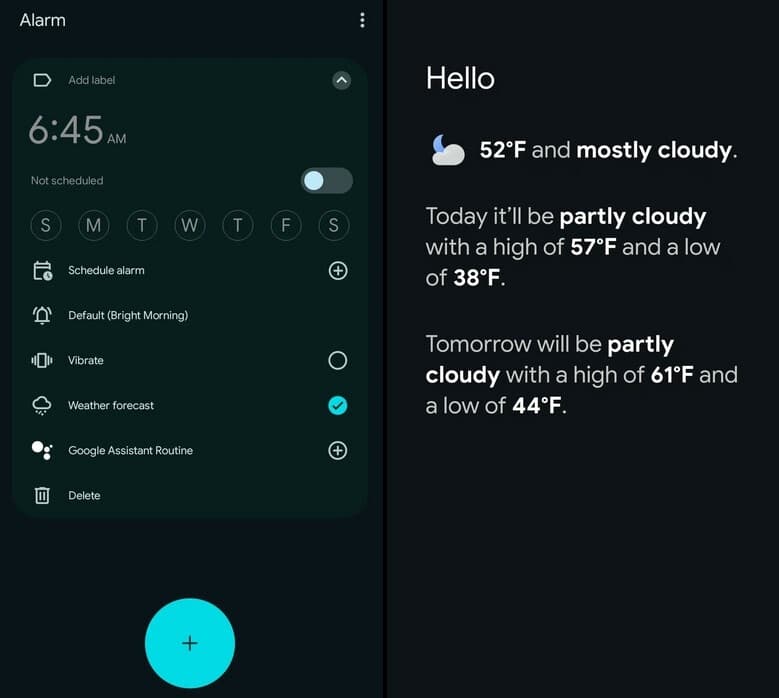 Οι χρήστες Pixel θα μπορούν να βλέπουν μια πλήρης σελίδα πρόγνωση καιρού όταν χτυπήσει ένα προγραμματισμένο ξυπνητήρι - η Google προσθέτει ενσωμάτωση καιρού στην εφαρμογή Ρολόι σε ορισμένα μοντέλα Pixel