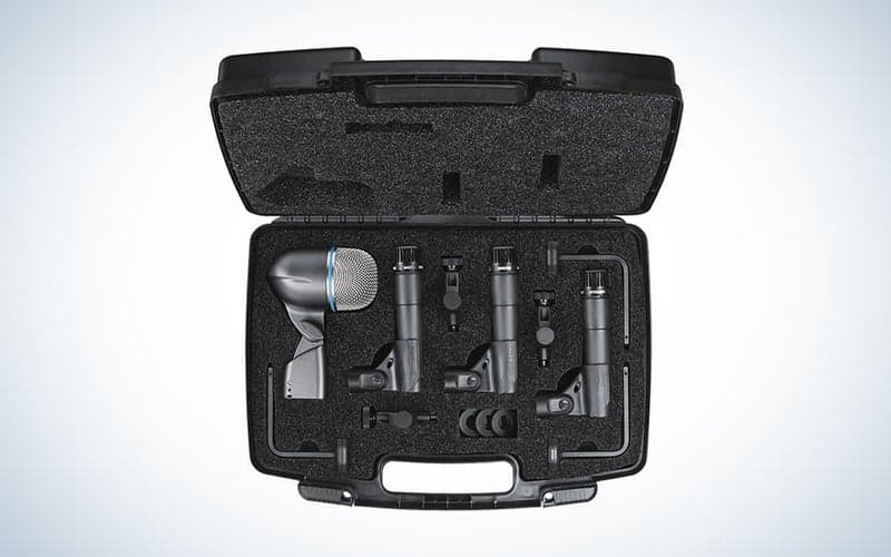Shure DMK57-52 Drum Mic Kit in a case over a white gradient