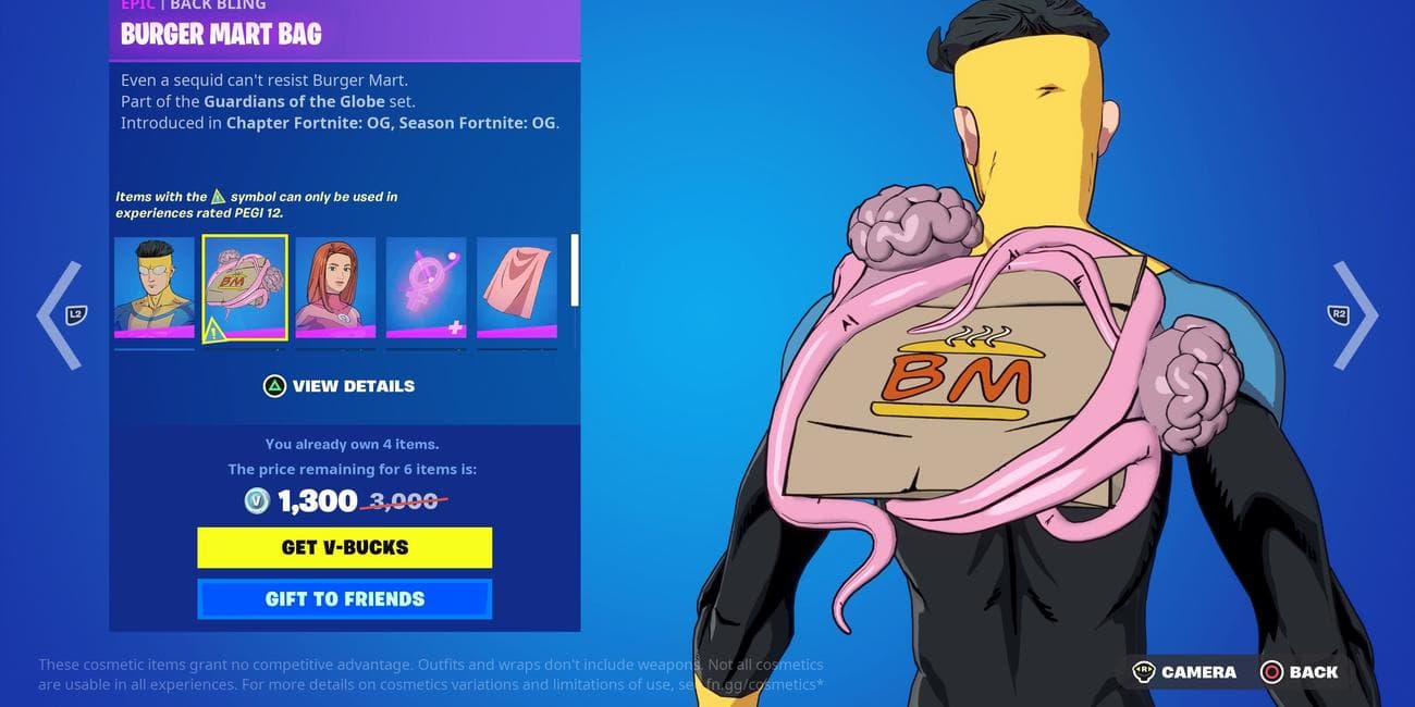 ανίκητος φορώντας την τσάντα μπέργκερ μάρτ πίσω bling