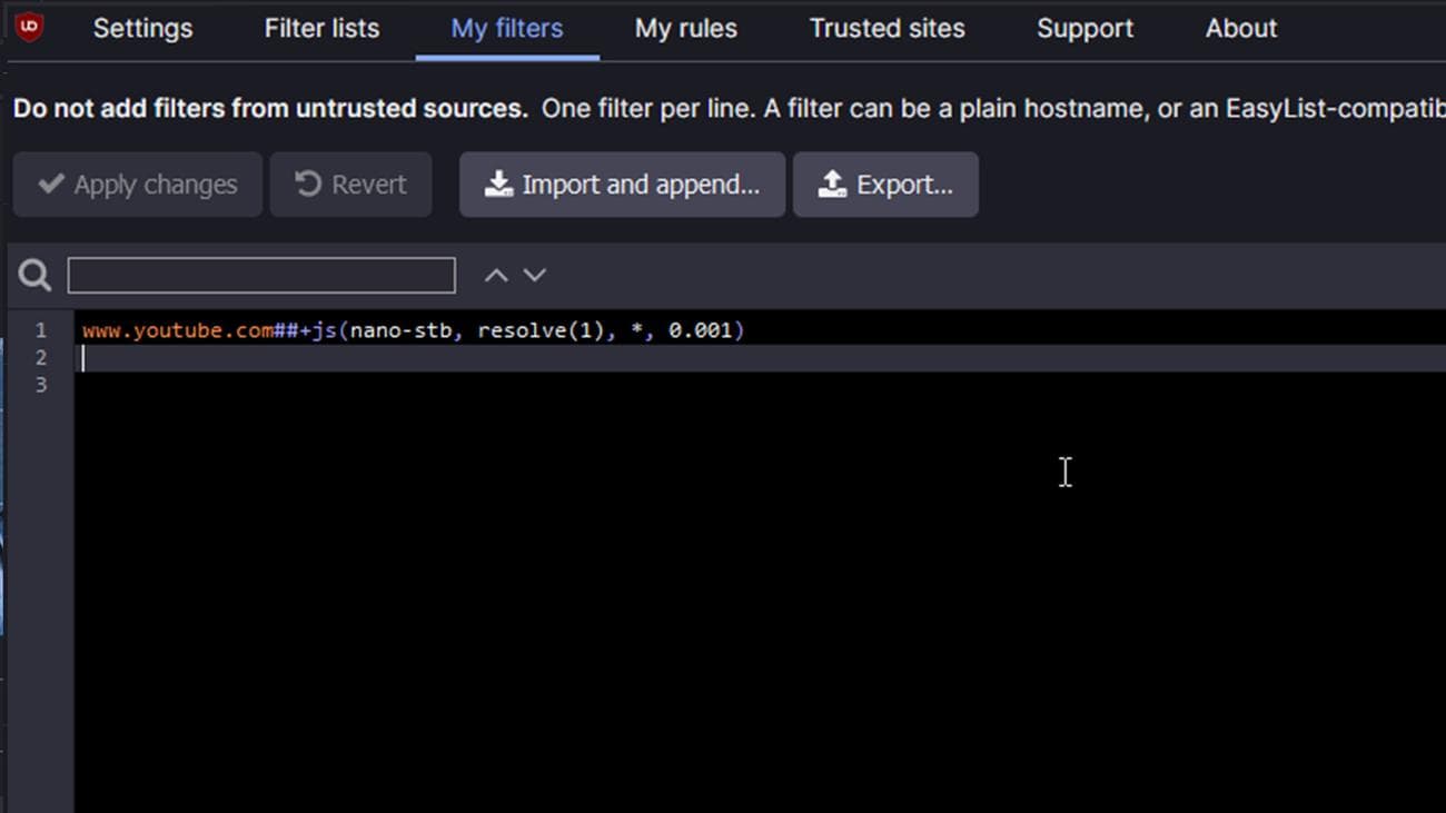 Φίλτρο uBlock Origin