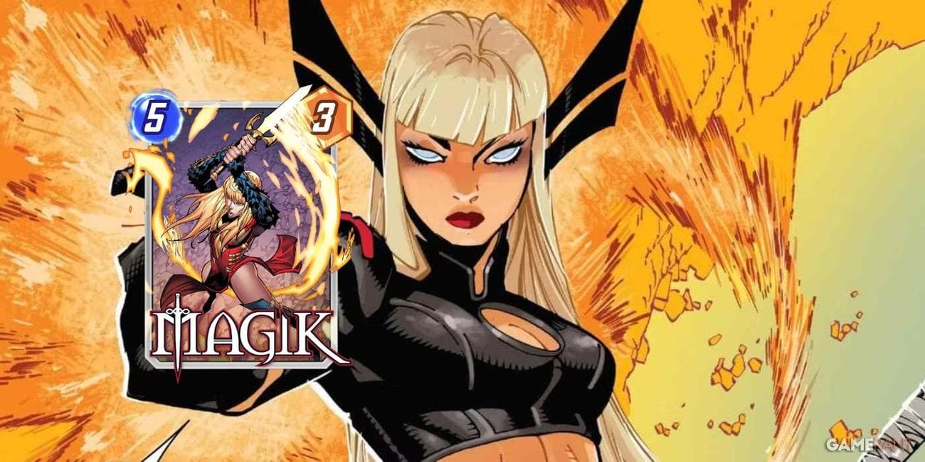 magik που κρατά μια μαγική κάρτα
