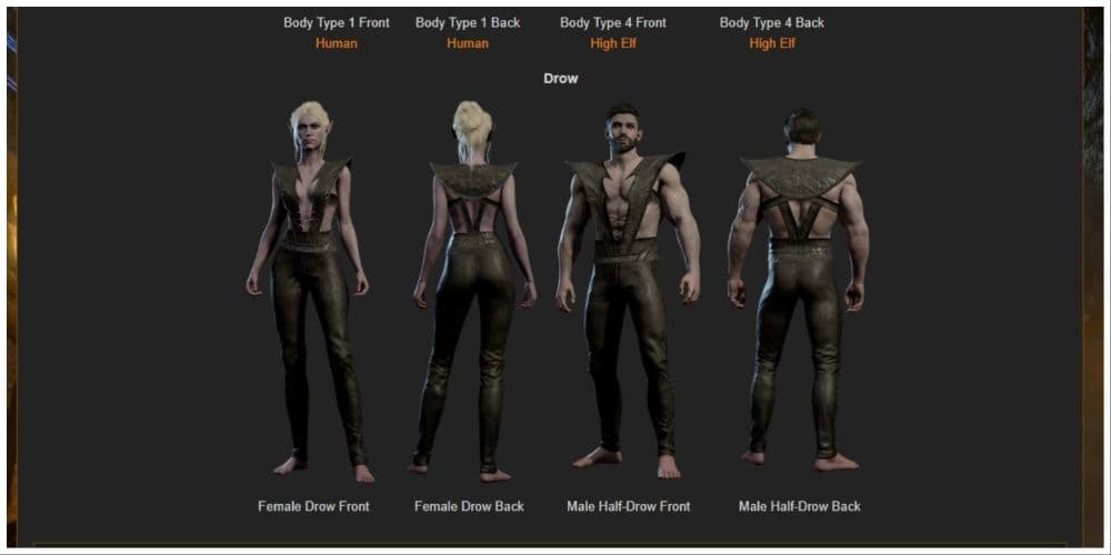 Drows φορώντας τα ρούχα drow στο Baldur's Gate 3