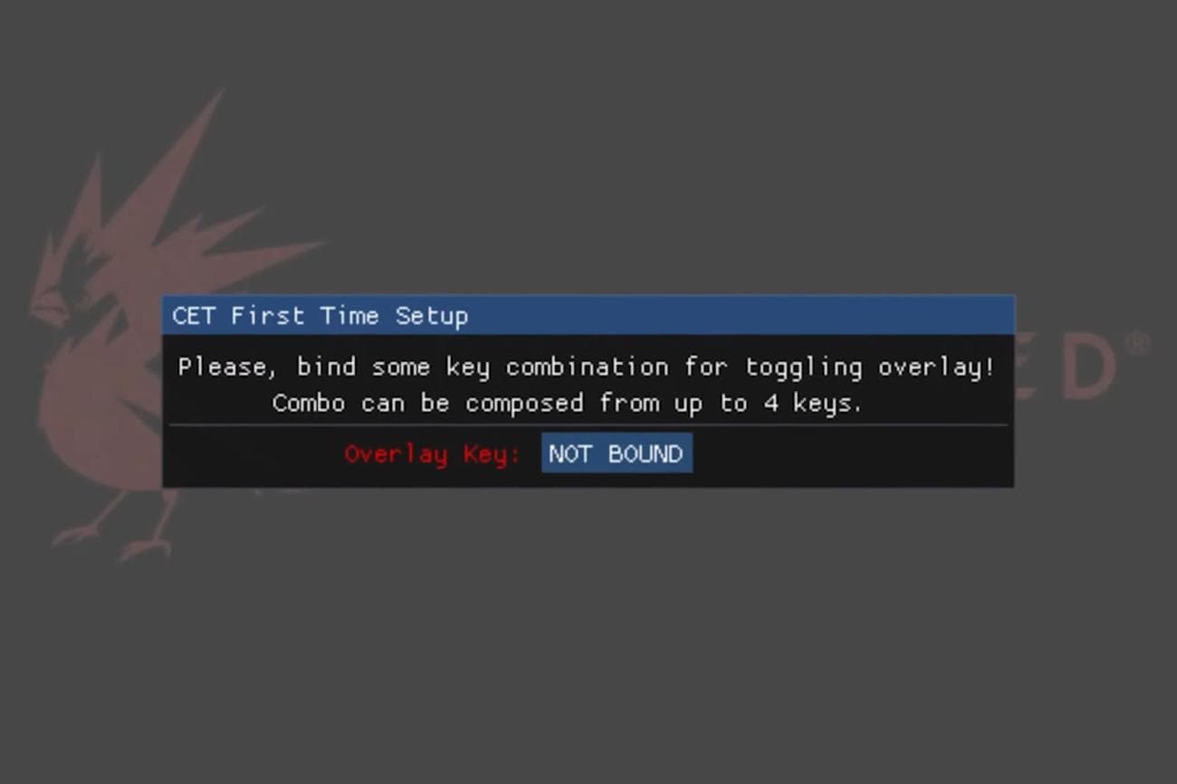 Ορίστε ένα keybind για το mod Cyber ​​Engine Tweaks
