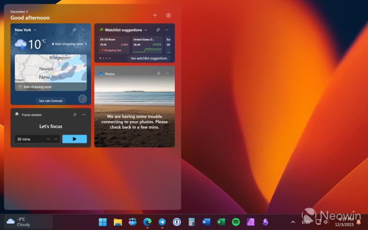 Ρυθμίσεις Widgets των Windows στα Windows 11